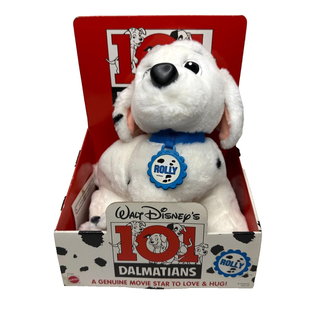 Vintage 1991 Mattel Disney's 101 Dalmations 12" ROLLY Plush Stuffed Animal Box
